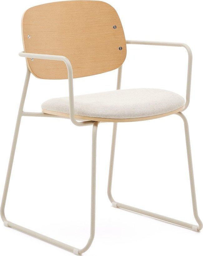 Béžová/v přírodní barvě kovová jídelní židle s područkami Meli – Kave Home Kave Home