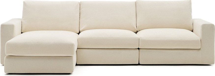 Béžová žinylková rohová pohovka (levý roh/s lenoškou) Alea – Kave Home Kave Home