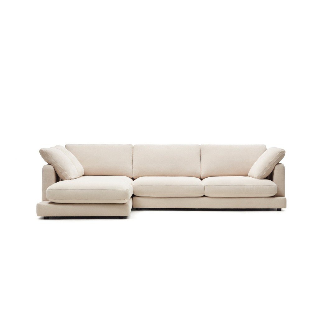 Béžová žinylková rohová pohovka (levý roh/s lenoškou) Gala – Kave Home Kave Home