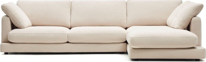 Béžová žinylková rohová pohovka (pravý roh/s lenoškou) Gala – Kave Home Kave Home