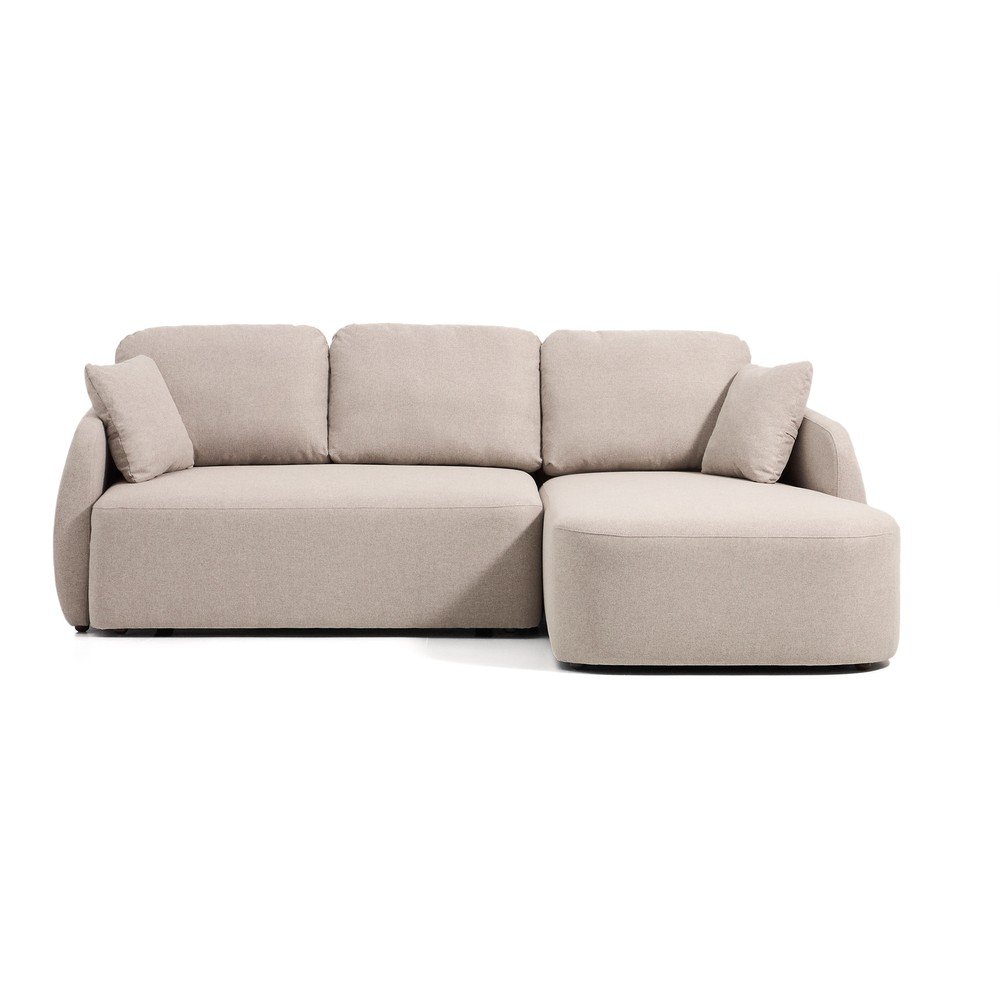 Béžová žinylková rozkládací rohová pohovka (levý roh/s lenoškou) Laira – Kave Home Kave Home