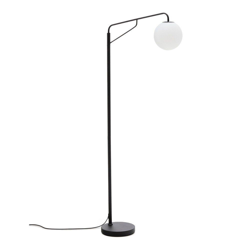 Bílá/černá stojací lampa se skleněným stínidlem (výška 164 cm) Eilo – Kave Home Kave Home