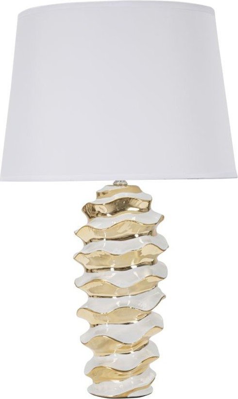 Bílá/ve zlaté barvě keramická stolní lampa s textilním stínidlem (výška 53 cm) Glam Space – Mauro Ferretti Mauro Ferretti