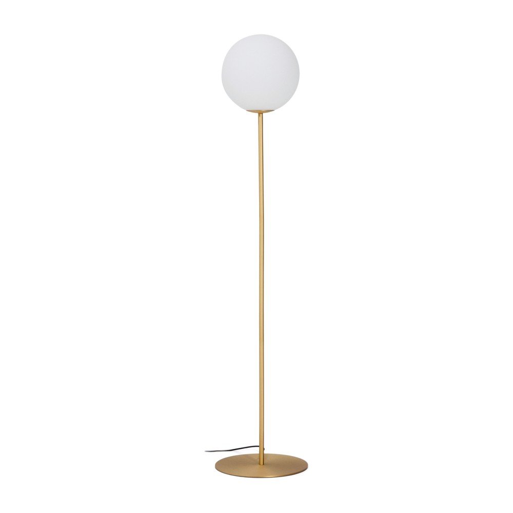 Bílá/ve zlaté barvě stojací lampa se skleněným stínidlem (výška 165 cm) Brisia – Kave Home Kave Home