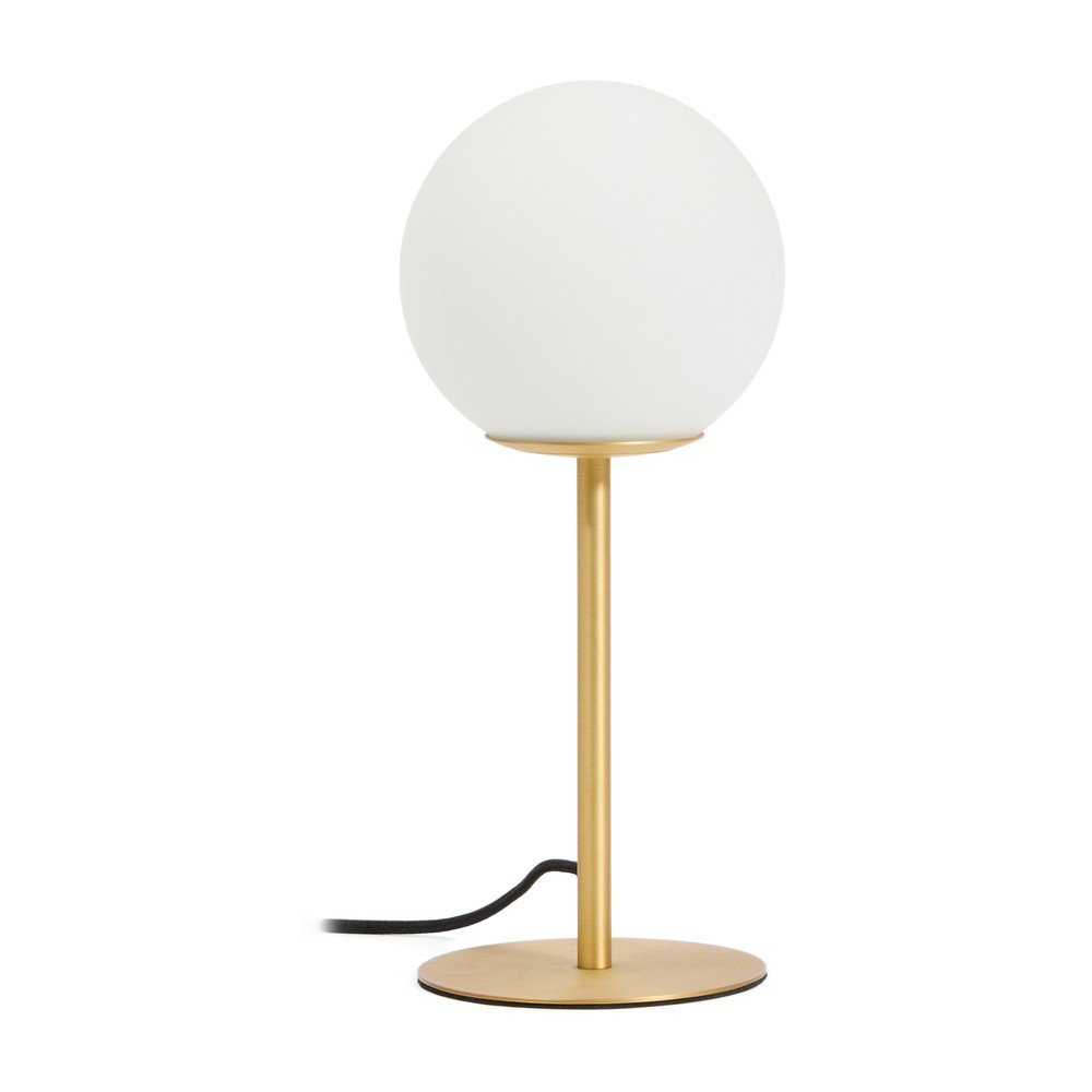 Bílá/ve zlaté barvě stolní lampa se skleněným stínidlem (výška 35 cm) Brisia – Kave Home Kave Home