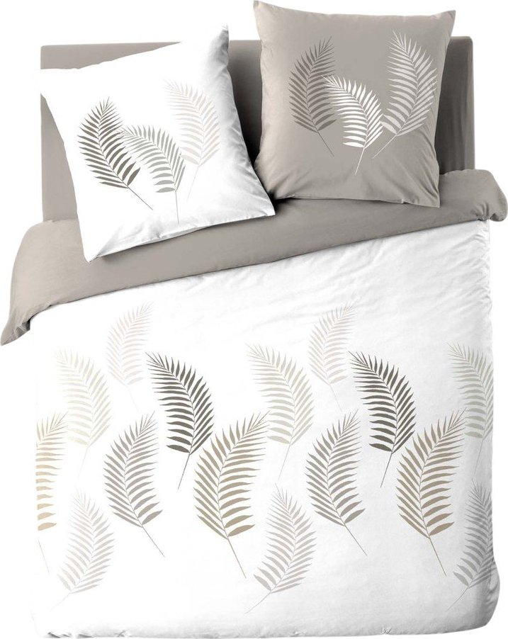 Bílo-šedé bavlněné povlečení na dvoulůžko 200x200 cm Goyave – douceur d'intérieur Douceur d intérieur