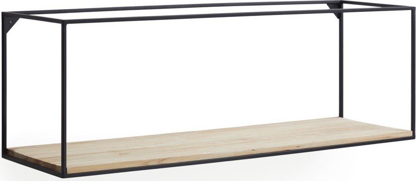 Černá/v přírodní barvě police z jedlového dřeva 90 cm Elisha – Kave Home Kave Home