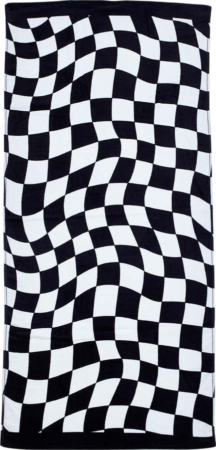 Černobílá bavlněná plážová osuška 76x160 cm Checkerboard – Catherine Lansfield Catherine Lansfield