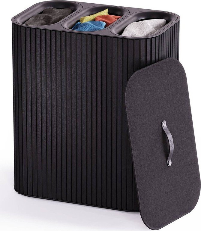 Černý bambusový koš na prádlo 3x30 l Tota Trio Luxe – Joseph Joseph Joseph joseph