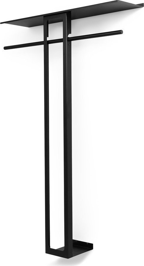 Černý ocelový nástěnný věšák s poličkou 100 cm Luno Large – Spinder Design Spinder Design