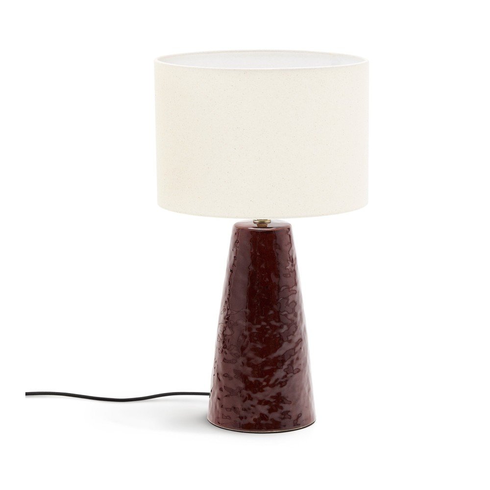 Červená/bílá stolní lampa s textilním stínidlem (výška 49 cm) Drava – Kave Home Kave Home