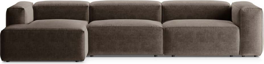 Hnědá rohová pohovka (levý roh/s lenoškou) Bergamo – Cosmopolitan Design Cosmopolitan design