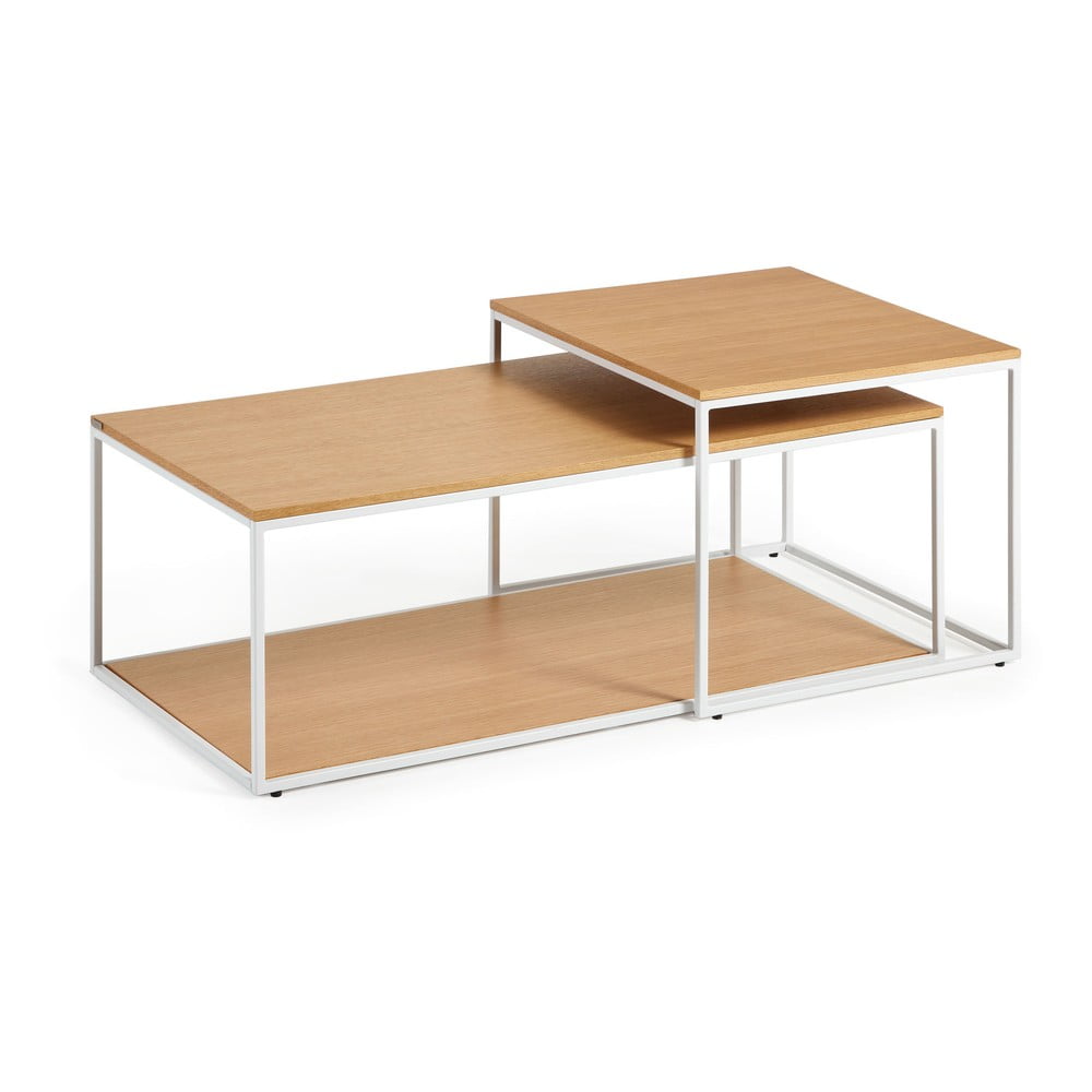 Konferenční stolky v sadě ve světle přírodní barvě 2 ks s deskou v dubovém dekoru 50x100 cm Yoana – Kave Home Kave Home