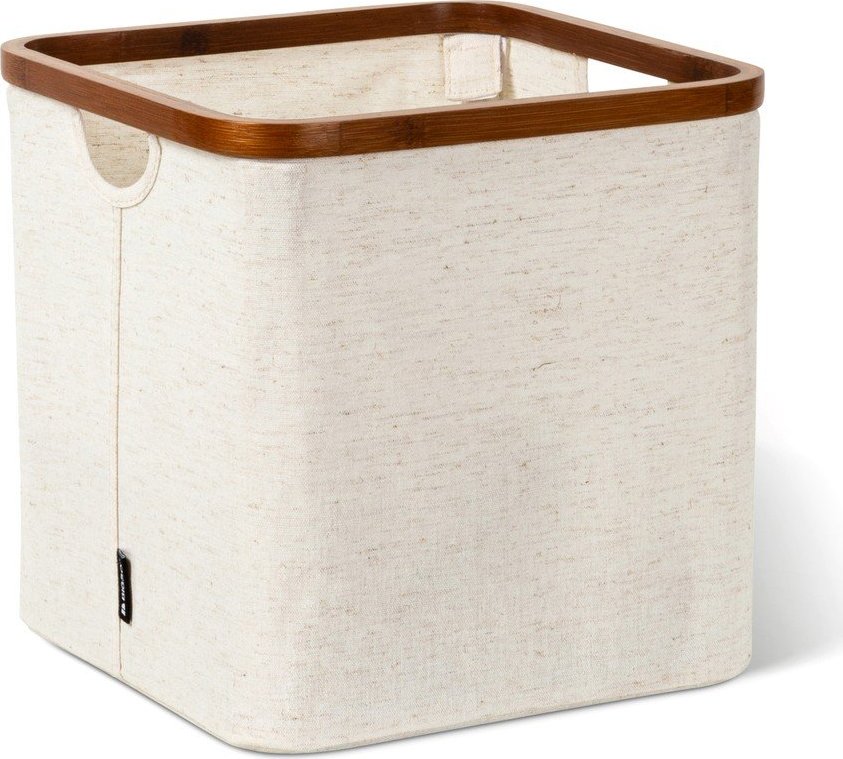 Krémový látkový úložný box 30x30x30 cm Bamboo/Linen Cube – Bigso Bigso