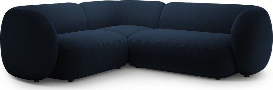 Modrá sametová rohová pohovka (levý roh/do L) Kate – Micadoni Micadoni