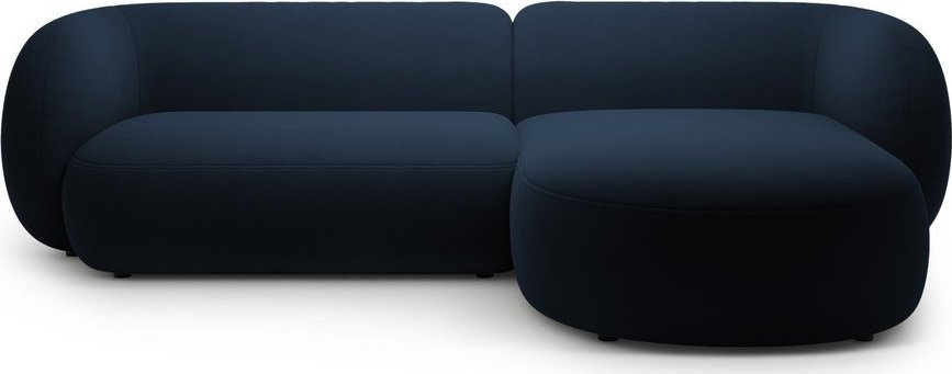 Modrá sametová rohová pohovka (pravý roh/s lenoškou) Kate – Micadoni Micadoni