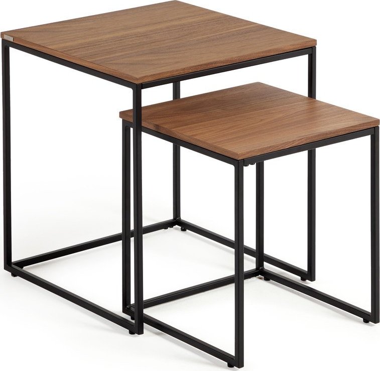 Odkládací stolky v sadě 2 ks s deskou v dekoru ořechového dřeva 45x45 cm Yoana – Kave Home Kave Home