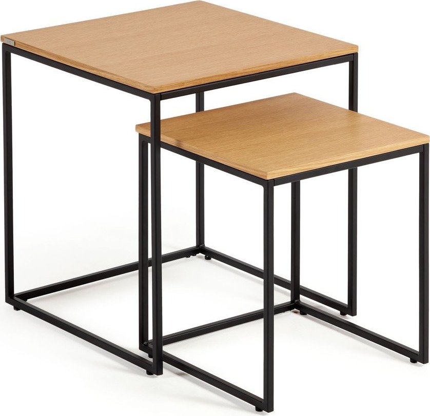 Odkládací stolky v sadě 2 ks s deskou v dubovém dekoru 45x45 cm Yoana – Kave Home Kave Home