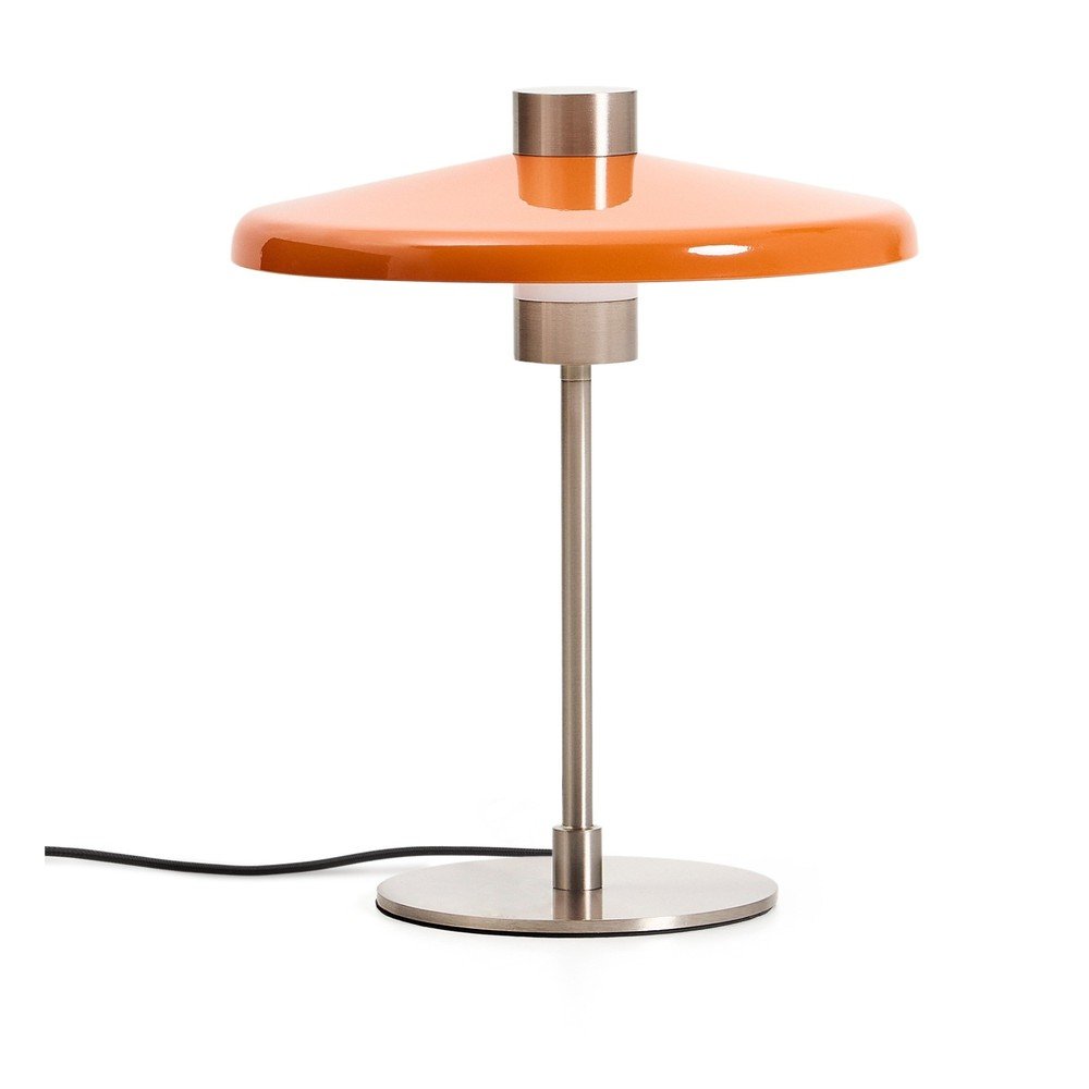 Oranžová stolní lampa s kovovým stínidlem (výška 32