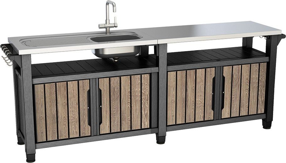 Zahradní kuchyň v dekoru jasanu 237x52 cm Unity Chef – Keter Keter