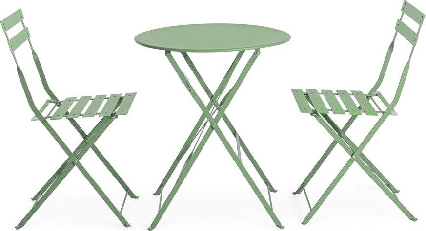 Šalvějově zelený ocelový zahradní jídelní set pro 2 Austin – Bizzotto Bizzotto