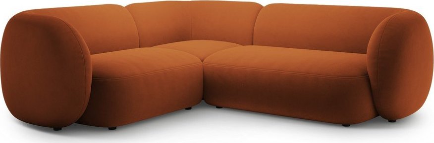 Sametová rohová pohovka v terakotové barvě (levý roh/do L) Kate – Micadoni Micadoni