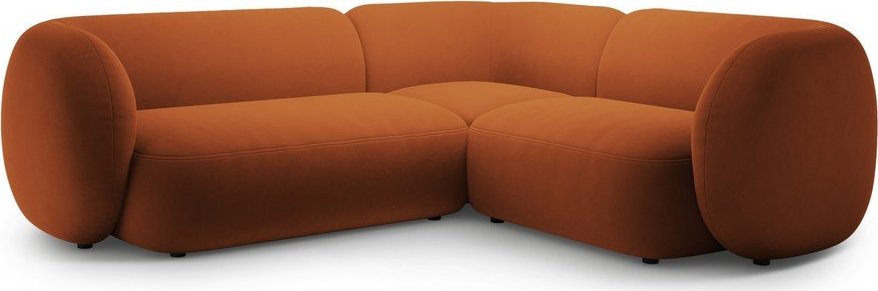 Sametová rohová pohovka v terakotové barvě (pravý roh/do L) Kate – Micadoni Micadoni