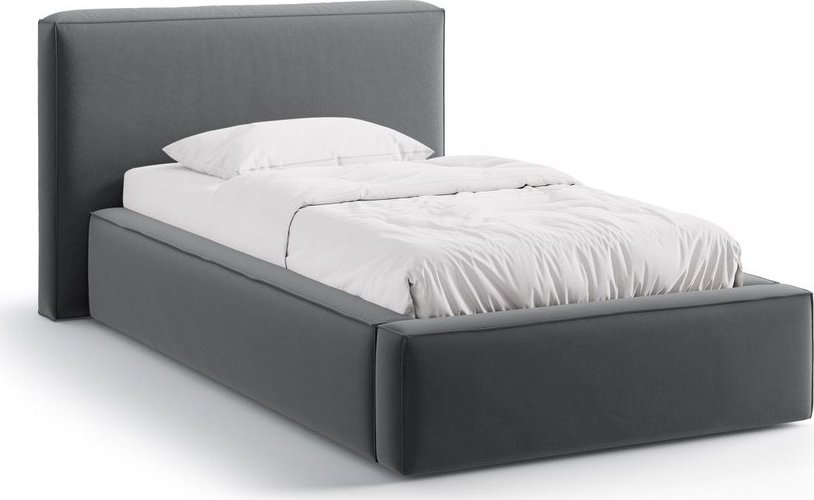 Šedá čalouněná jednolůžková postel s úložným prostorem s roštem 90x200 cm Jodie – Micadoni Micadoni