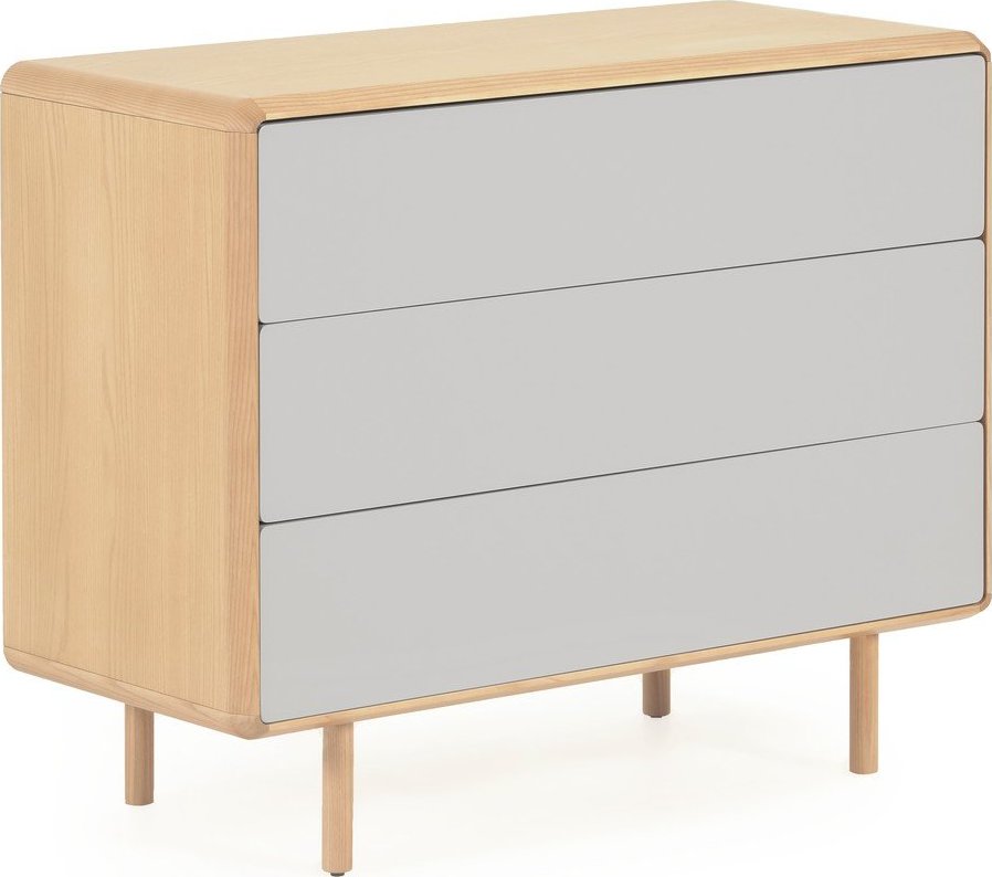 Šedá/v přírodní barvě komoda v dekoru jasanu 99x78