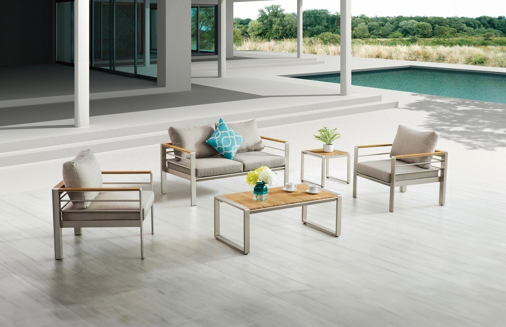 Šedý kovový zahradní lounge set pro 4 Florence – Garden Pleasure Garden Pleasure