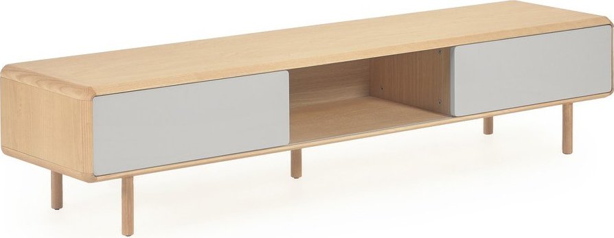 Šedý/v přírodní barvě TV stolek v dekoru jasanu 180x41x42 cm Anielle – Kave Home Kave Home