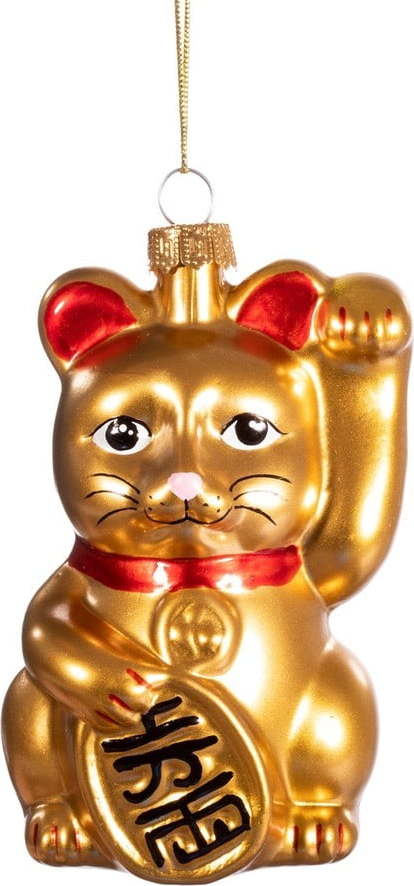 Skleněná ručně vyrobená vánoční ozdoba 11 cm Lucky Cat – Sass & Belle Sass & Belle