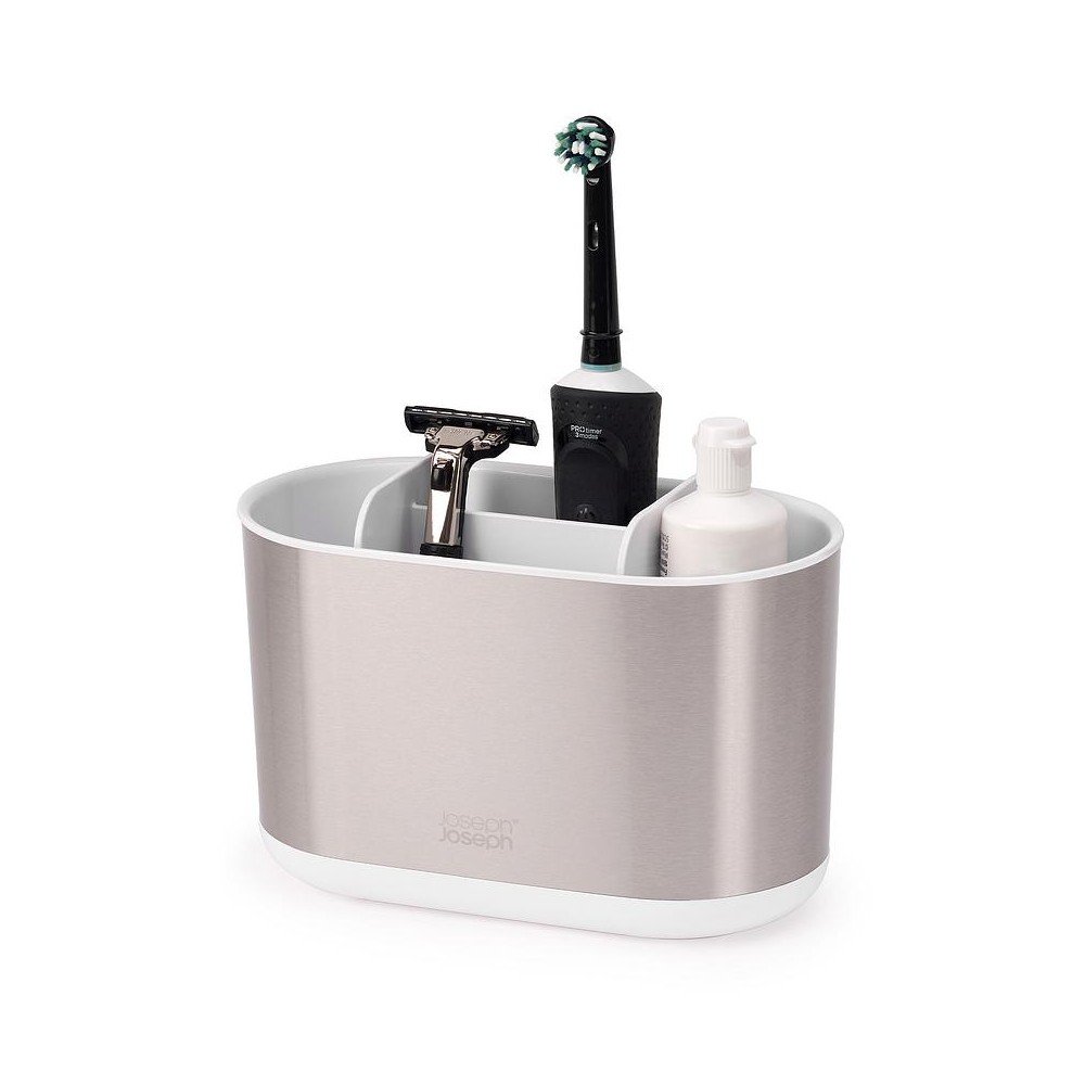 Stojan na zubní kartáčky z nerezové oceli ve stříbrné barvě Duo Steel – Joseph Joseph Joseph joseph