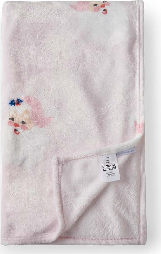 Světle růžová deka s vánočním motivem z mikroplyše 130x170 cm Vintage Christmas Santa – Catherine Lansfield Catherine Lansfield