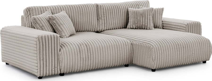 Světle šedá manšestr rozkládací/s úložným prostorem rohová pohovka (pravý roh) Sarina - II. jakost – Ropez Ropez