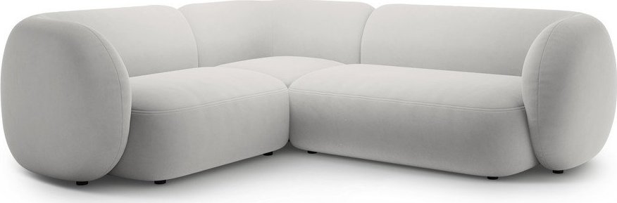 Světle šedá sametová rohová pohovka (levý roh/do L) Kate – Micadoni Micadoni