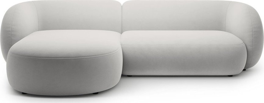 Světle šedá sametová rohová pohovka (levý roh/s lenoškou) Kate – Micadoni Micadoni