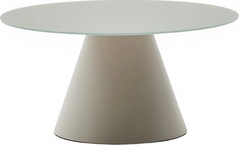 Světle šedý kulatý konferenční stolek se skleněnou deskou ø 80 cm Wilshire – Kave Home Kave Home