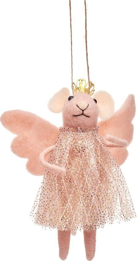 Textilní ručně vyrobená vánoční ozdoba 13 cm Pink Princess Fairy Mouse – Sass & Belle Sass & Belle