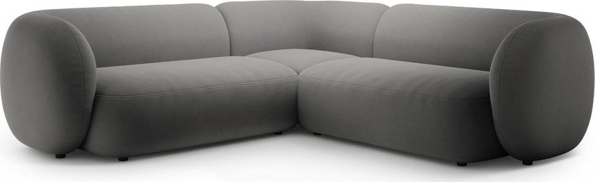 Tmavě šedá sametová rohová pohovka Kate – Micadoni Micadoni