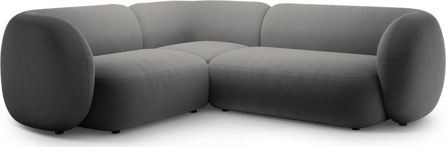 Tmavě šedá sametová rohová pohovka (levý roh/do L) Kate – Micadoni Micadoni