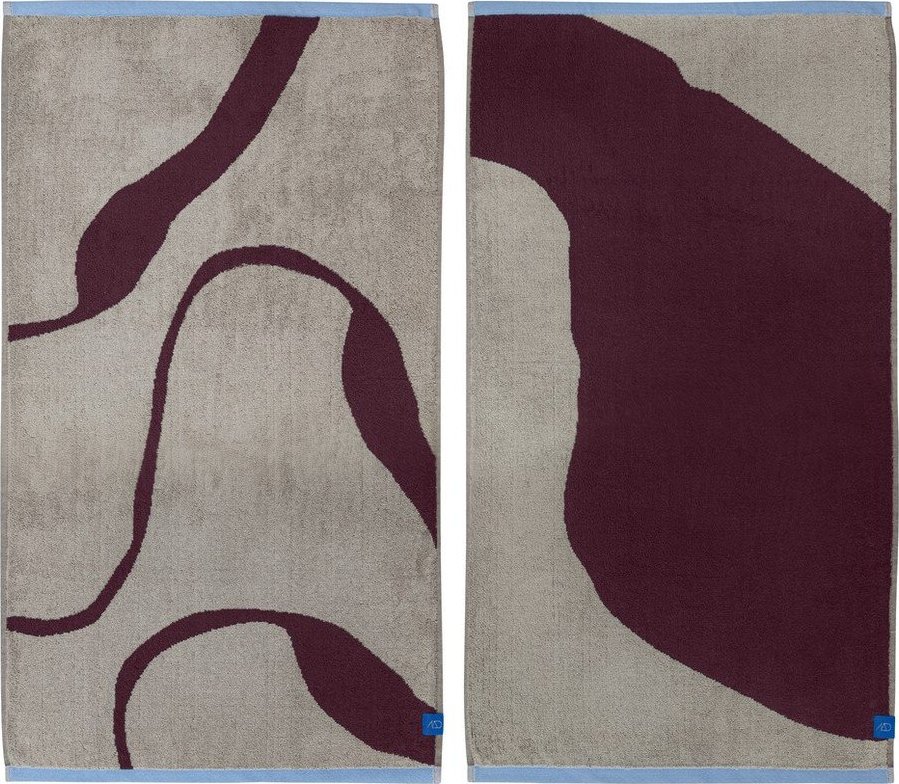 Vínové/šedobéžové froté ručníky v sadě 2 ks z bio bavlny 50x90 cm Nova Arte – Mette Ditmer Denmark Mette Ditmer Denmark