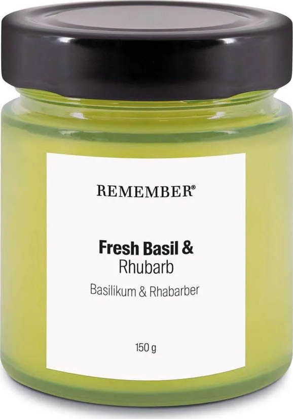 Vonná sojová svíčka doba hoření 35 h Fresh Basil & Rhubarb – Remember