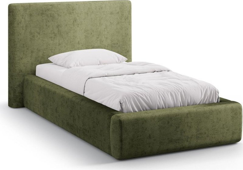 Zelená čalouněná jednolůžková postel s úložným prostorem s roštem 90x200 cm Amy – Micadoni Micadoni