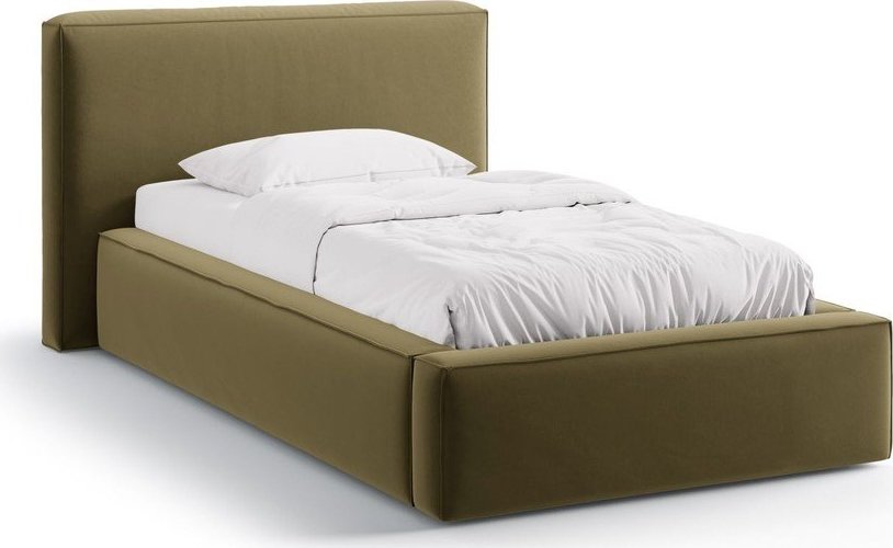 Zelená čalouněná jednolůžková postel s úložným prostorem s roštem 90x200 cm Jodie – Micadoni Micadoni
