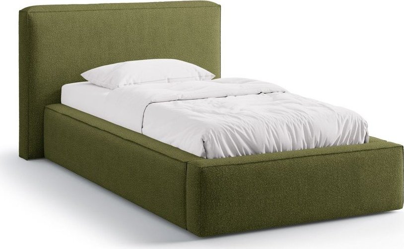 Zelená čalouněná jednolůžková postel s úložným prostorem s roštem 90x200 cm Jodie – Micadoni Micadoni