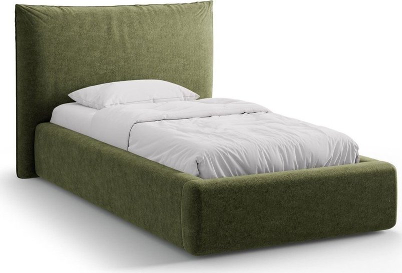 Zelená čalouněná jednolůžková postel s úložným prostorem s roštem 90x200 cm Kaelle – Micadoni Micadoni