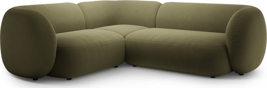 Zelená sametová rohová pohovka (levý roh/do L) Kate – Micadoni Micadoni