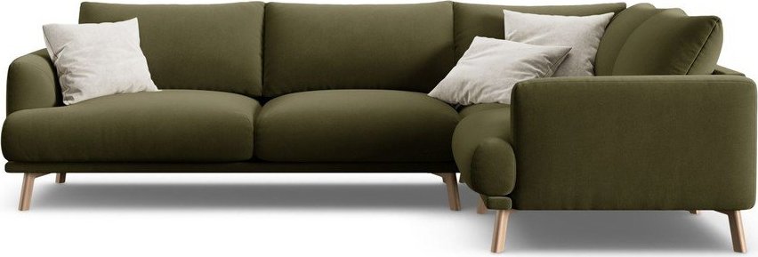 Zelená sametová rohová pohovka (pravý roh/do L) Naomi – Micadoni Micadoni