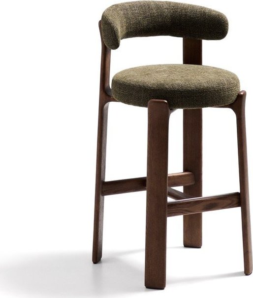 Zelená/v tmavě přírodní barvě barová židle z jasanového dřeva (výška sedáku 75 cm) Granite – Kave Home Kave Home